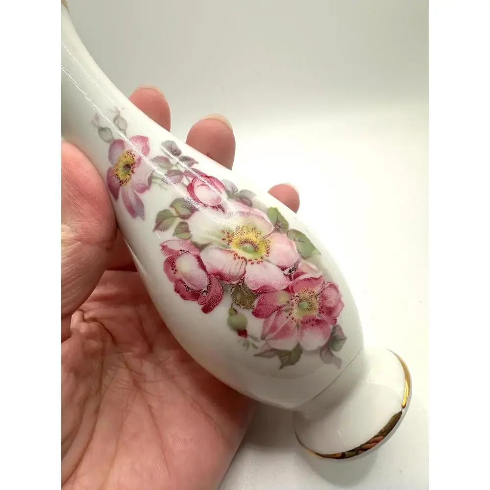 Vintage Gerold Porzellan Tettau Bavaria West German Vase Handpainted Floral Gold